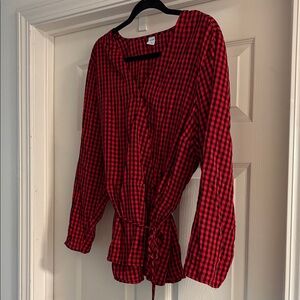 Old Navy Red and Black Checkered Blouse